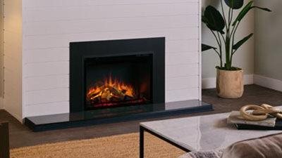 A 29" fireplace insert featuring Chromalight LED technology, an ultra-realistic firebed, and an assortment of dynamic fuel effects.