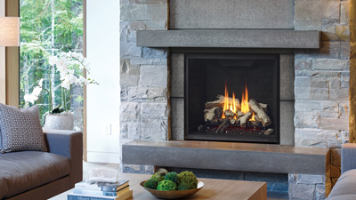 Medium 36” gas fireplace with Electronic Ignition. Get the look you want with Grandview’s mix and match accessories and various framing options including the option to install with cool wall technology.