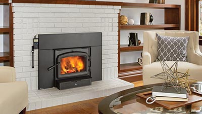 Small traditionally styled wood insert. The i1500  uses a hybrid catalytic combustion system to prolong burn times and maximize efficiencies.