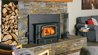 Medium traditionally styled wood insert.  The i2500 uses a hybrid catalytic combustion system to prolong burn times and maximize efficiencies. 