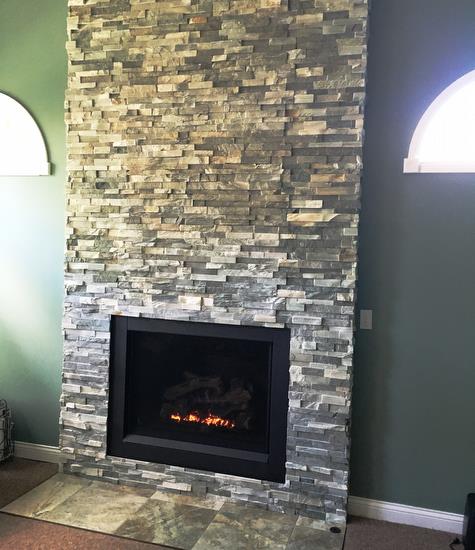 Regency Bellavista B41XTCE Gas Fireplace finished with stacked stone