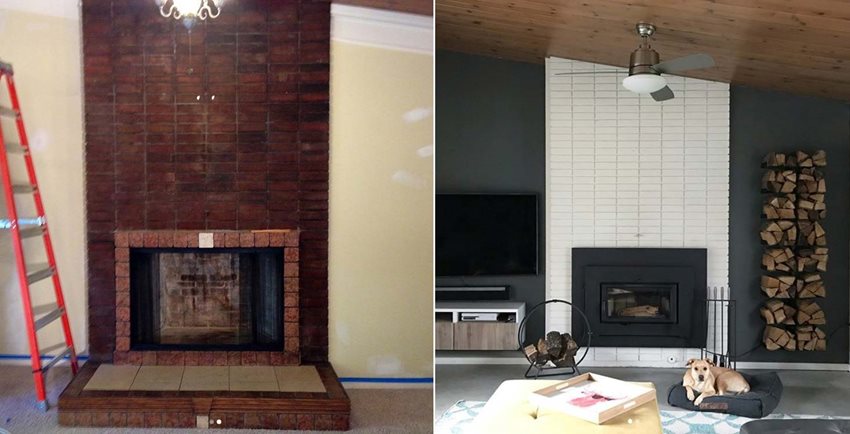 10 Fireplace Makeover Ideas Before, How To Install Tile On A Brick Fireplace