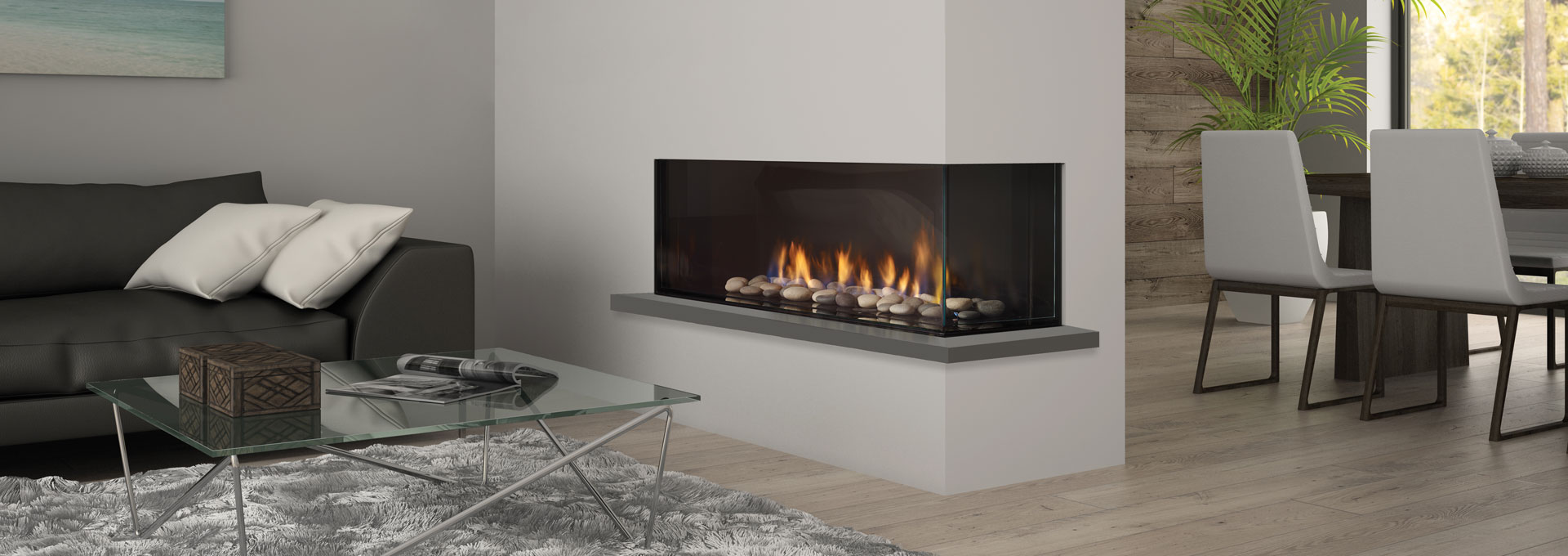 Chicago Corner 40 Designer Corner Gas Fireplace Right Regency