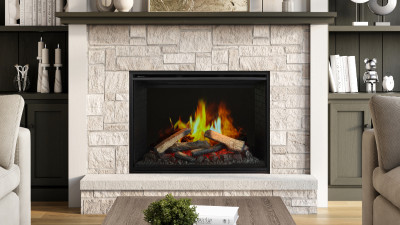 A 36" fireplace or insert featuring advanced LCD flame display technology, an ultra-realistic firebed, and an assortment of dynamic fuel effects.