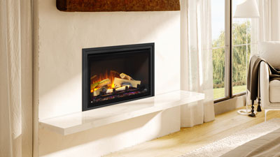 A small 25" fireplace insert featuring Chromalight LED technology, an ultra-realistic firebed, and an assortment of dynamic fuel effects.