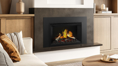 A 33" fireplace or insert featuring advanced LCD flame display technology, an ultra-realistic firebed, and an assortment of dynamic fuel effects.