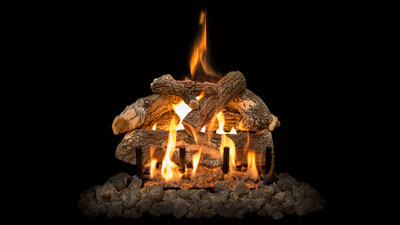 This small vented 2-burner gas log set offers 3 log options to quickly and easily update your existing fireplace