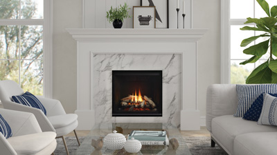 Small 32” gas fireplace with electronic ignition. Get the look you want with Grandview’s mix and match accessories and various framing options including the option to install with cool wall technology.
