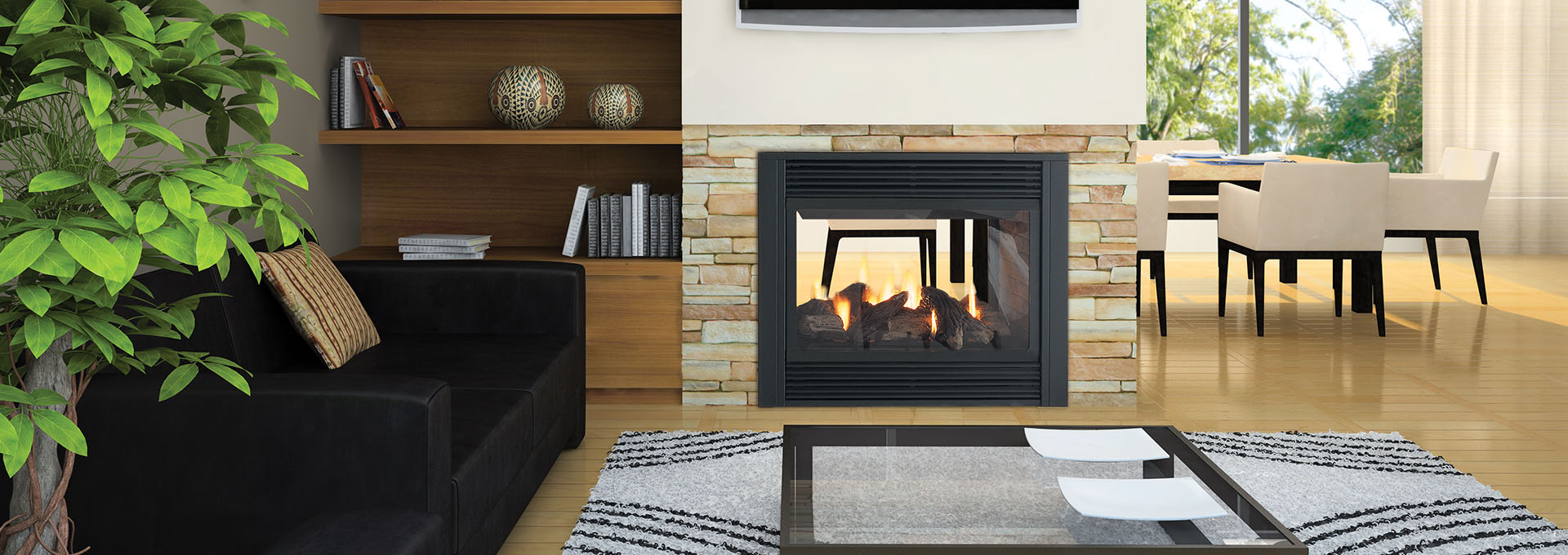 P121 See Through Traditional Gas Fireplace Regency