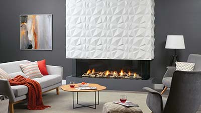 San Francisco Bay 60 3-sided modern gas fireplace