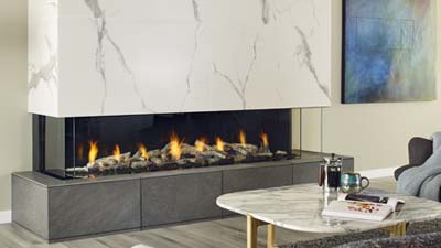 San Francisco Bay 72 3-sided designer gas fireplace