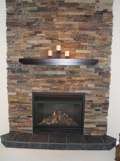Regency P36 gas fireplace, shown with stacked stone